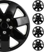 SCITOO 16 Inch Black hubcaps, universally Adaptable to Cars, Trucks, SUVs, Simple to Mount, Elegant Design, rustproof Wheel Rim Cover Set of 4