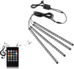 Car LED Strip Light, Uniwit 4 Pcs Multicolor Music Car Interior Atmosphere Lights for Car TV Home with Sound Active Function,Remote Control and Smart USB Port (48 LED-USB Port)