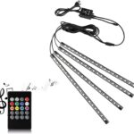 Car LED Strip Light, Uniwit 4 Pcs Multicolor Music Car Interior Atmosphere Lights for Car TV Home with Sound Active Function,Remote Control and Smart USB Port (48 LED-USB Port)