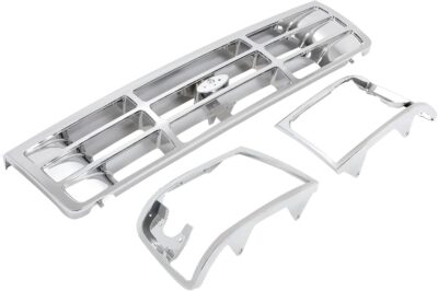 Grille & Headlight Bezel Silvery Compatible with 1992-1996 Ford Bronco F150 F250 1997 F350 & 1997 F250HD F350 Front Grill Lamp Cover Plastic(ABS) Replacement for FO1200173 FO2512130 FO2513131 - Image 2