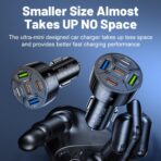 Super Fast Charging USB-C Car Charger Adapter, 65W 5-in-1 Multi-Port PD30W & QC3.0 Cigarette Lighter USB Charger for iPhone/Android/Samsung/iPad Pro (Black) - Image 5