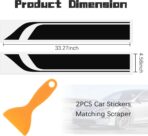 2PCS Racing Stripes Car Hood Decal with Scraper,Stylish Hood Decals for Cars Decorates Hoods Cover and Scratch Protection,Universal Vinyl Car Decals for Cars Modifications (Black) - Image 2