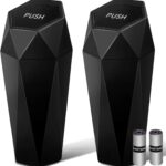 HOTOR Car Trash Can with Lid - 2 Pack, Car Accessories for Interior, Leakproof Vehicle Garbage Can with 30 Attached Trash Bags, Multipurpose Organizers and Storage for Home, Office, Black