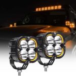 Exzeit 120W 3Inch Lights Pods with DRL, 12000LM Auxiliary Driving LED Pods Ditch Light, Bright Fog Lights for 4Runners Truck Cars,12V/24V