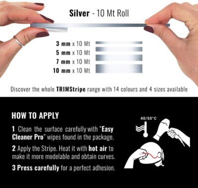 4R Quattroerre.it 10561 Trim Stripes Adhesive Strips for Cars, Chrome, 3 mm x 10 mt - Image 2