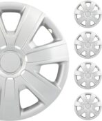 SCITOO 4pcs 15 Inch Silver Hubcaps, Simple Install, Replacement Wheel Covers for Cars, Trucks, SUVs, Beautiful & Durable R15 for Most Cars