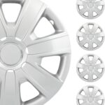 SCITOO 4pcs 15 Inch Silver Hubcaps, Simple Install, Replacement Wheel Covers for Cars, Trucks, SUVs, Beautiful & Durable R15 for Most Cars