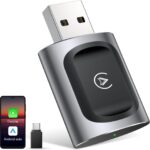 AuroraLink JC015 Wireless CarPlay & Android Auto Adapter - 2-in-1 Plug and Play Mini Dongle, Stable & No Delay Wireless USB Adapter for iPhone/Android Cars, with Dual-Band WiFi & Bluetooth 5.2