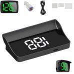 Head up Display Car GPS Digital Speedometer, Heads Up Display for Cars Windshield with MPH SpeedCar Digital GPS Hud, USB Cable Plug and Play (White, PMH)