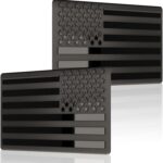 Embossed 3D Metal All Black American Flag Emblem Decal Stickers (1 Pair), Matte Black 5" x 3" Patriotic USA US Flag Car Decals Bumper Stickers for Truck, Window, Motorcycle, Support US Military