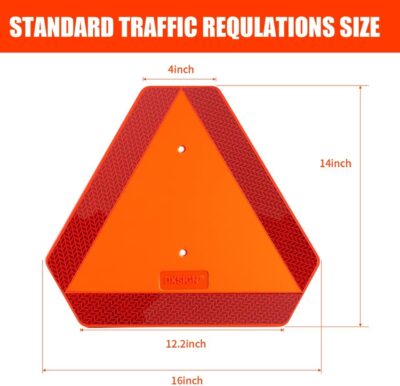 Slow Moving Vehicle Sign Triangle Sign 14"x16" Engineering Grade Reflective Up to 7 Years Outdoor for Golf Cart (Plastic NEW) - Image 5