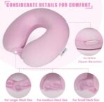 SAIREIDER Travel Neck Pillow 100% Pure Memory Foam Airplane Pillow for Head Support,Soft Adjustable Pillow for Plane, Car & Home Recliner (Pink) - Image 5