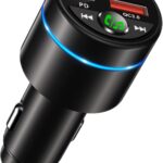 FM Transmitter for Car Bluetooth 5.3, [All-Metal] PD 30W & QC3.0 18W Fast Car Charger, Wireless FM Radio Kit Bluetooth Car Adapter, Noise Cancelling Hands-Free Call, Blue Light - Black