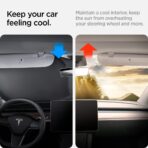 Spigen Front Windshield Sunshade for All Tesla Model Y & 3 | Dual Layered Protection Car Accessories for Model Y Juniper and Model 3 Highland | Gift for Tesla Owner - Image 4