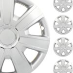 SCITOO Long-Lasting 14" Silver Hubcaps, fits Multiple Models, Stylish & Rust-Resistant, 14 inch Hub Caps Set of 4 Wheel Covers with Universal Snap-On Retention Rings