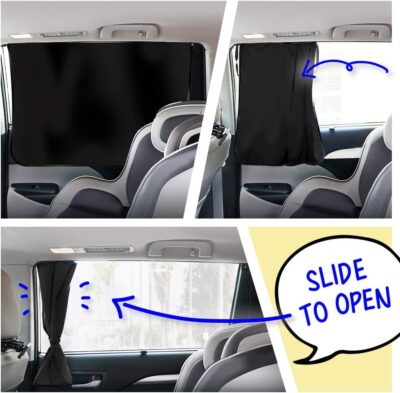 ggomaART Car Side Window Sun Shade - Universal Reversible Magnetic Curtain for Baby and Kids with Sun Protection Block Damage from Direct Bright Sunlight, and Heat - 1 Piece of Solid Black - Image 3
