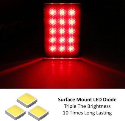 iJDMTOY Universal Fit Smoked Lens 15-LED Rear Bumper Diffuser Rear Fog Pilot Light Kit w/Race Car Style Strobe Brake Feature & Adjustable Add-On Mounting Bracket For Car SUV - Image 3