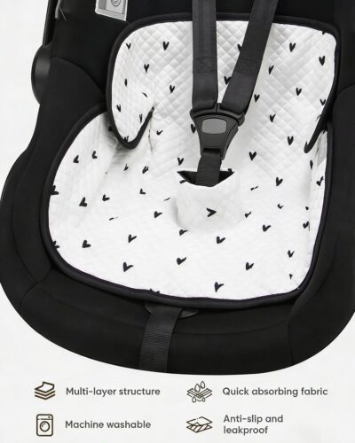 2 Pack Waterproof Baby Piddle Pads Carseat Potty Training Car Seat Protector, Waterproof Infant Car Seat Liner Cover to Prevent Pee, Leakproof and Washable (Black and White) - Image 7