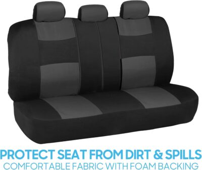 BDK PolyPro Car Seat Covers Full Set in Charcoal on Black – Front and Rear Split Bench for Cars, Easy to Install Cover Set, Accessories Auto Trucks Van SUV - Image 7