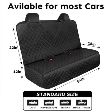 Waterproof Dog Car Seat Cover with Belt for Back Seat - Washable Pet Protector Accessories for Cars, Trucks, SUVs, and Bench Seats - Auto Backseat Hammock for Small & Large Dogs - Image 4