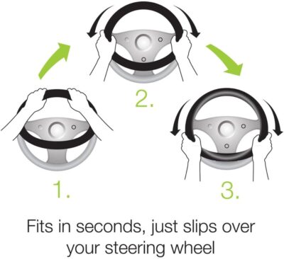 BDK Genuine Black Leather Steering Wheel Cover for Car, Small (13.5" - 14.5") – Ergonomic Comfort Grip for Men & Women, Car Steering Wheel Cover for Vehicles with Small Steering Wheels - Image 7