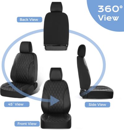 FLORICH Car Seat Covers Full Set, Leather Seat Covers for Cars, Car Seat Protector Waterproof Breathable, Universal Automotive Seat Covers, Front and Rear Car Seat Cover Fit for Most Sedans SUV Truck - Image 9