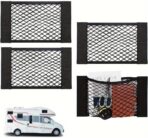 Car Back Seat Mesh Organizer Elastic Storage Net, Universal Trunk Pocket with Stretch Design for Travel and Sports Gear, Black, 30cm