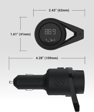 Scosche BTFM9 FM Bluetooth Transmitter Car, Dual 12W USB-C and USB-A Charging Ports, Fast Type C Car Charger, Wireless Radio Bluetooth Adapter, Hands-Free Kit for Calls, Siri and Google Assistant - Image 6