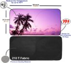 Gven Sunshade for Car Windshield with Tropical Palm Tree Design- UV Protection& Heat Blocking Sunshade for Cars Sedan SUV Truck| Keep Car Cool in Summer Beach Vacation Style (Sunset, S) - Image 2