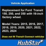 Hubcap Replacement for Ford Transit 150, 250, and 350: 2015-2024, 16-inch Wheel Cover (Silver, 1 Piece) - Image 5