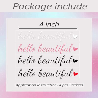 4 x Hello Beautiful Rearview Mirror Decal,Car Decal For Women,Rear View Mirror Sticker,Car Window Decal,Vanity Mirror Decal,Affirmation Sticker,Water Bottle Sticker,Car Mirror Sticker,Tumblers Sticker - Image 5