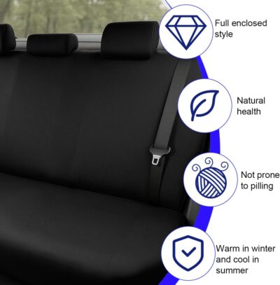 BESULEN Car Back Seat Cover, Dustproof Elastic Cloth Vehicle Rear Seat Bench Protector for Pets Kids, Waterproof Stretch Automobile Interior Accessories, Universal for Sedan Truck SUV (Black) - Image 2
