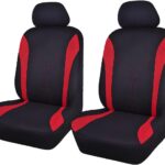 Flying Banner Car Seat Covers Front Seats and Rear Bench Mesh Fabric Rear Bench Split Polyester Cover Easy Installation SUV CAR Woman Lady Femal (Front Set, Black Red)
