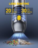 AUXITO Car Vacuum Cleaner - Portable Handheld Vacuum Cleaner 14000Pa Suction Power, Blow & Suction 2 in 1 Mini Vacuum Cleaner Hand Held Vacuum for Car, Home, Pet, Office, Gifts for Men (Silver) - Image 5