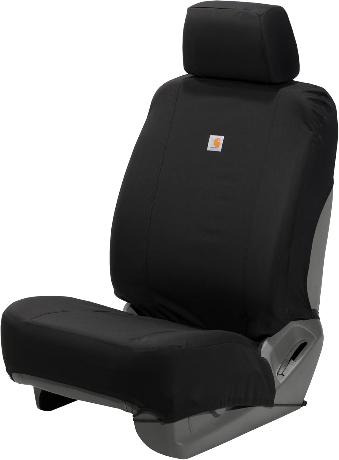 61xUAmxzJL._AC_SL1500_.jpg Carhartt Universal Nylon Duck Canvas Fitted Bucket Seat Cover, Durable Seat Protection with Rain Defender, Single, Black - Image 1