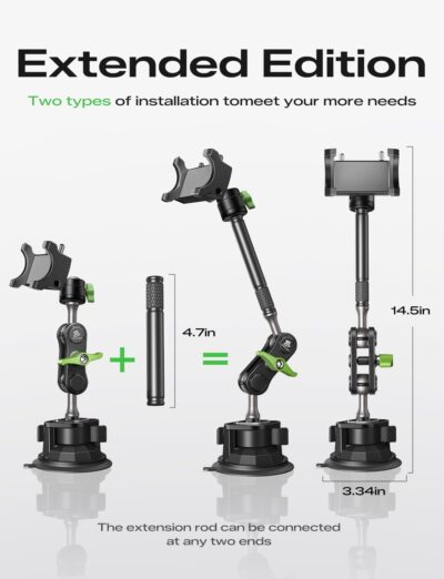 MAGIC JOHN Car Phone Holder, Ultra-Durable Mteal Phone Holders for Your Car, 360° Rotation Cell Phone Car Mount for Windshield, Suction Cup Car Phone Mount for iPhone Samsung All Smartphone - Image 8