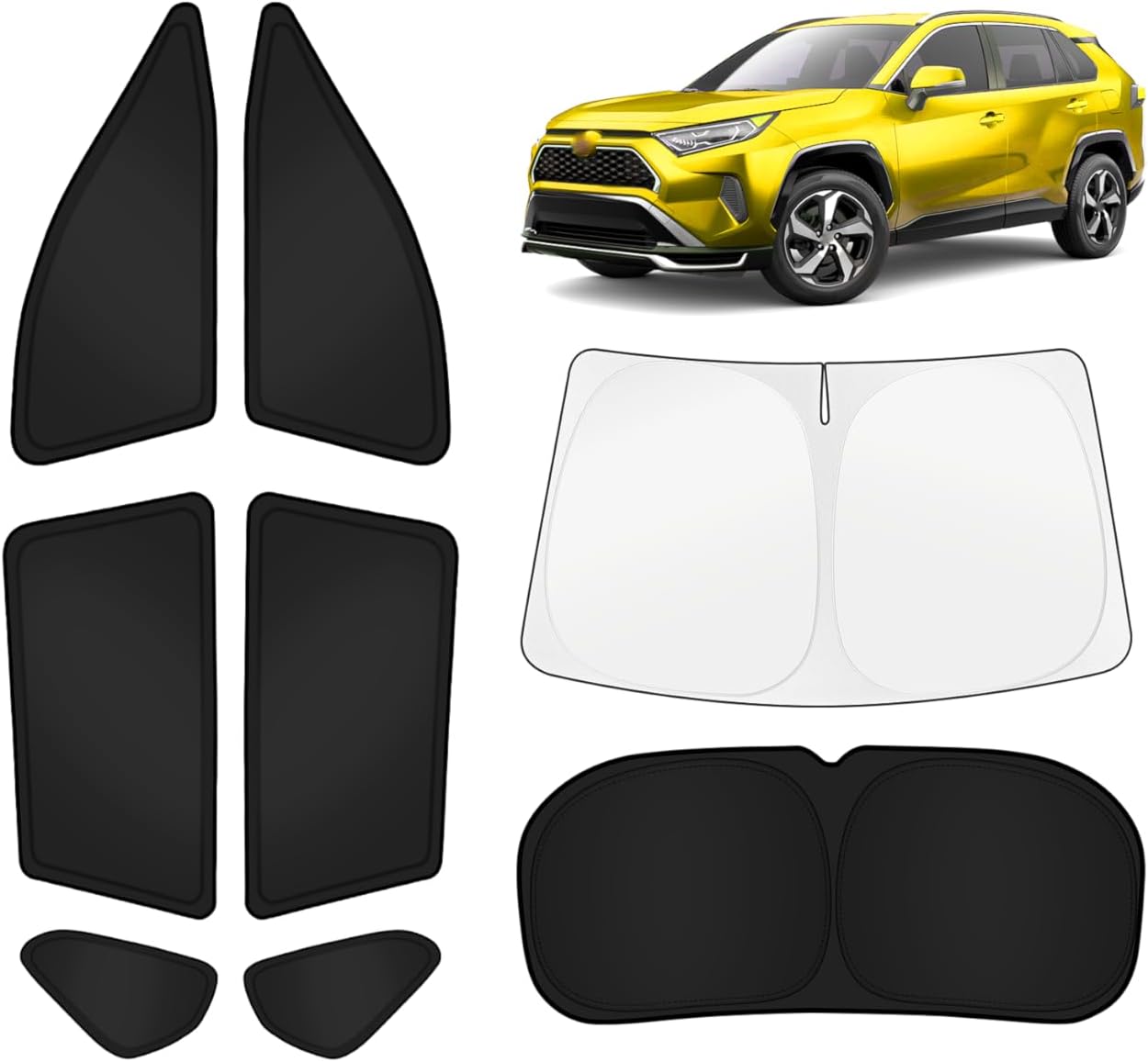 61xeGcLyzDL._AC_SL1500_.jpg KUST Car Window Shades for Toyota RAV4 2019-2025 Windshield Sun Shade Side Window Cover UV Block Privacy Protection Rav 4 Accessories for Camping Blackout Rear Back Full Set 8PCS - Image 1