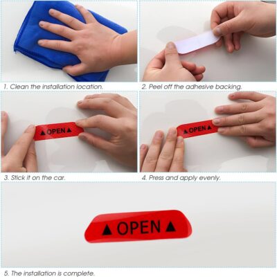 4PCS Reflective Open Warning Stickers for Car Door, Night Visibility Auto Safety Prompt Decals, 3.6 Inch Anti-Collision Protective Strip Tape, Car Accessories Universal for Truck, SUV, Van (Silver) - Image 5