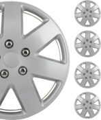SCITOO 16" Silver Hubcaps Set of 4, fits Cars, Trucks, SUVs, Easy Install, Universal fit, Stylish & Rust-Resistant