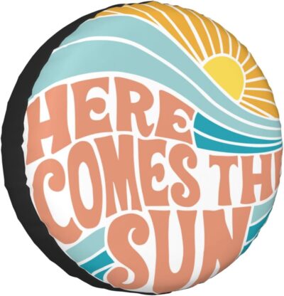 Here Comes The Sun Spare Tire Covers Wheel Protector for Truck, SUV, Trailer, Camping, Rv Tire Covers 14 Inch - Image 2