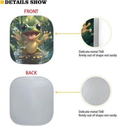 AFPANQZ Frog Print Car Windshield Sun Shade Universal Fit Car Sunshade Sun Visor Two Pieces Set Window Sunscreen Car Accessories Interior Protection UV Heat Reflector Sun Shade - Image 5