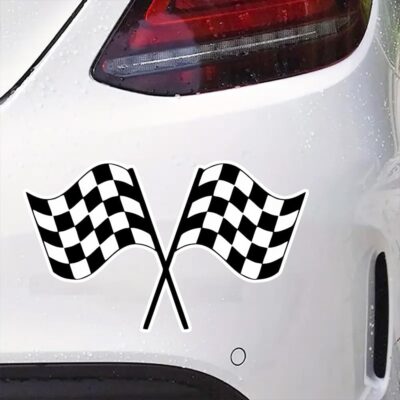 2pc Racing-Themed Vinyl Checkered Flag Car Decal Stickers, 5.91''x3.54''- Waterproof & Weatherproof Decals, for Car Windows, Bumpers, Eexterior Decorative Accessories | CZ33 - Image 4