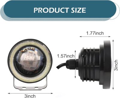 2 PCS Car Fog Light, 3" Angel Eye LED Fog Lamp, Super Bright Round Daytime Running Light Bulb, Universal for Most Cars Suvs (White) - Image 2