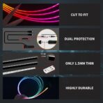 Ambient Lighting Car Led Lights Interior Kit,4 in 1 Acrylic Led Lights for Car Interior Decorations,DIY Fiber Optic Music Sync RGB Neon Strip Ambiance Footwell Lighting with Wireless APP - Image 2