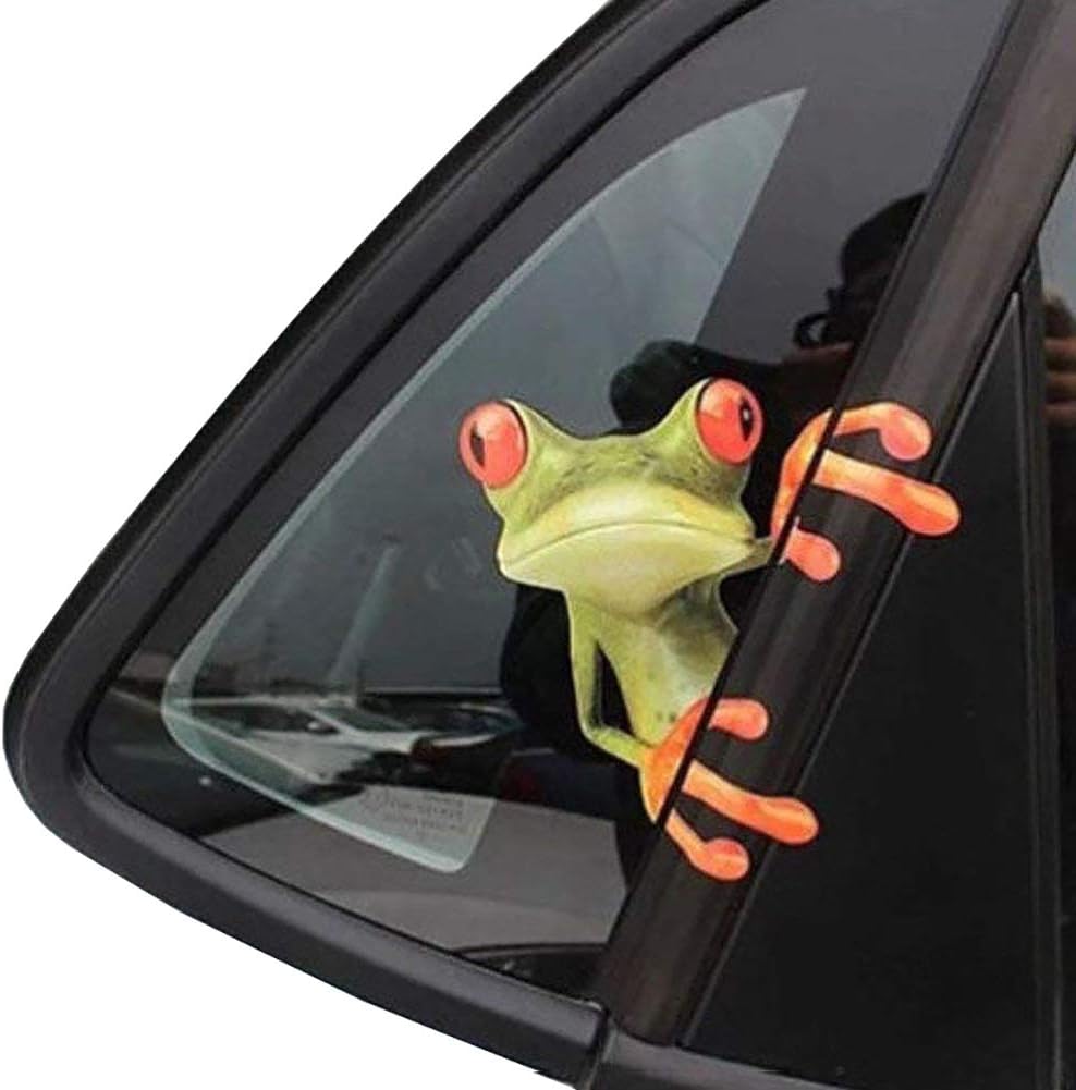 61yJrtKpV3L._AC_SL1001_.jpg UTENEW 3D Cute Peep Frog Funny car Stickers Truck Window Vinyl Decal Graphics Auto 2pcs - Image 1
