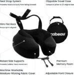 Cabeau Evolution S3 Airplane Travel Pillow for Long Flights - Supportive Memory Foam Body Positioner with Seat Straps to Secure Your Head and Neck and Provides 360 Support (Jet Black) - Image 3
