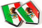 Newperlite Mexico Flag Decal Sticker Car Emblem Mexican Flag Car Decoration Accessories Chrome Shield for Truck Vehicles Cars, 2 Pack