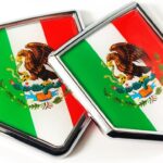 Newperlite Mexico Flag Decal Sticker Car Emblem Mexican Flag Car Decoration Accessories Chrome Shield for Truck Vehicles Cars, 2 Pack
