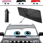 Windshield Sun Shade 2025 Car Accessories 100% Blackout Car Front Windsow Shades Umbrella Automotive Sun Visor Block Heat Insulation Protection (Gry Eyes)