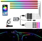 LED Interior Car Strip Light, Multicolor RGB 9 in 1 Optic Ambient Lighting Kits，Dual Control with Switch and A P P, Neon Lights On Car Dashboard with Music Sync Mode (9 in 1)